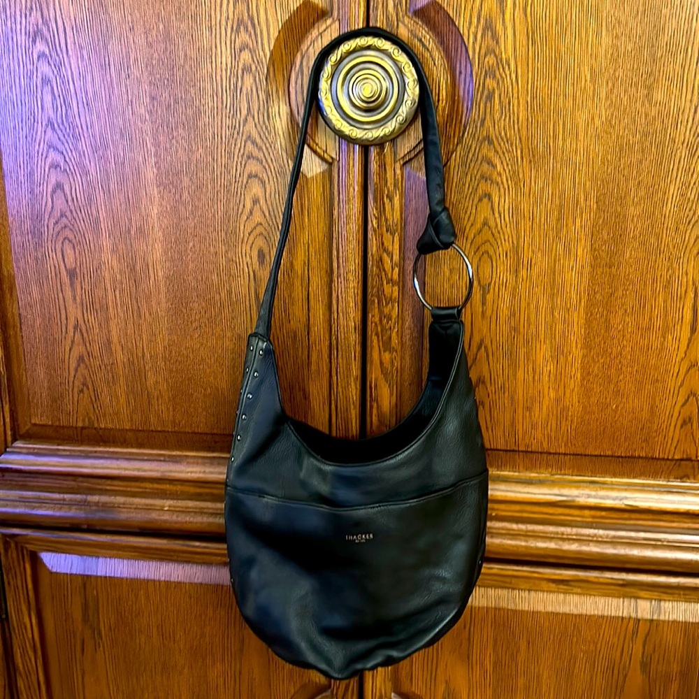 THACKER Black Leather Pebble Bag